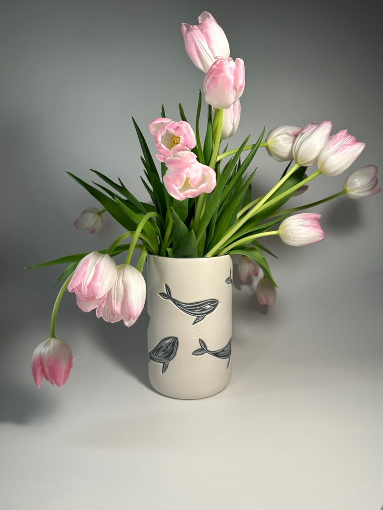 ATELIER fine art carved whale column vase