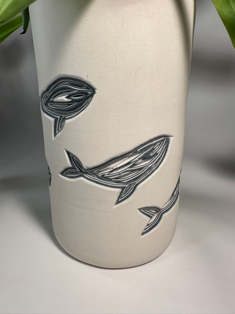 ATELIER fine art carved whale column vase