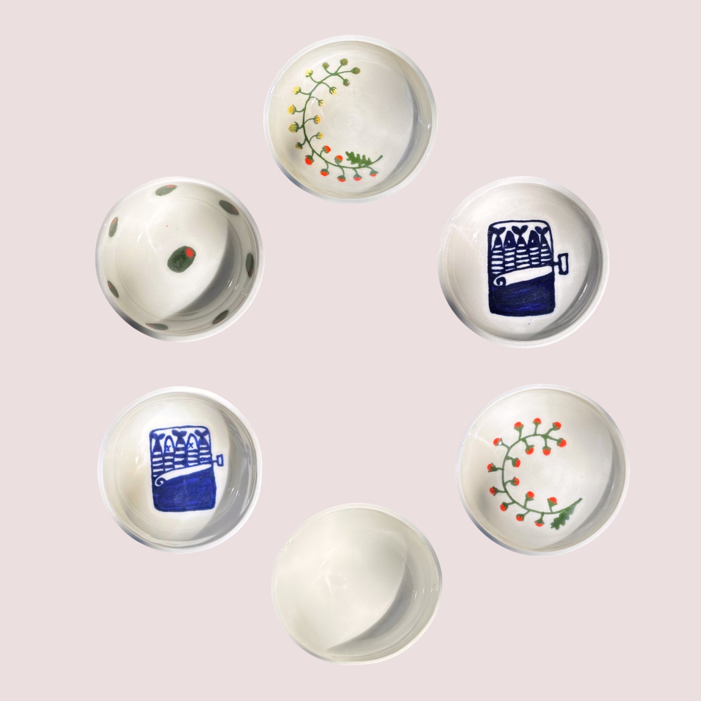 hand painted tiny bowls