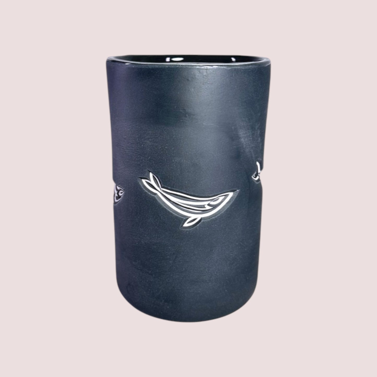 carved whale column vases