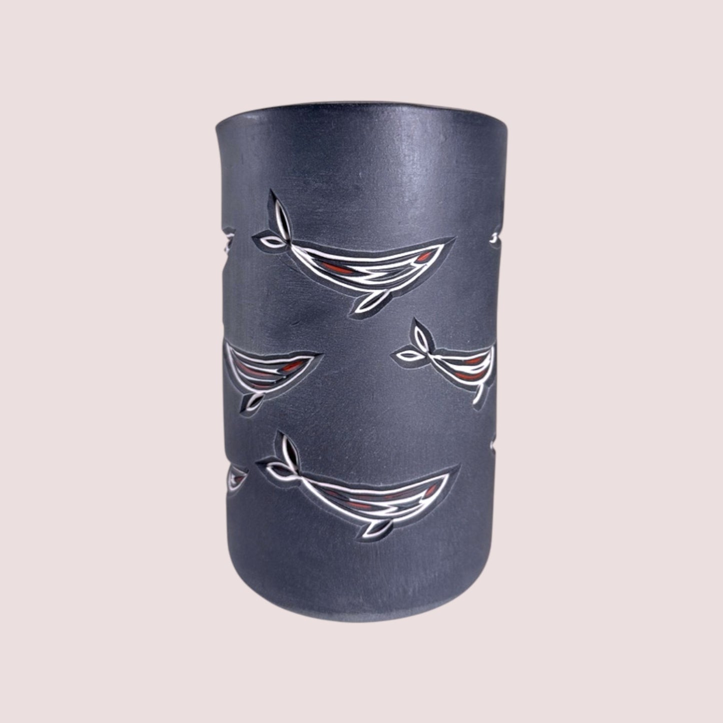 carved whale column vases