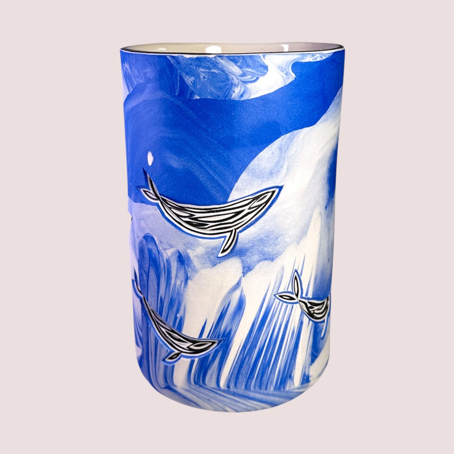 carved whale column vases