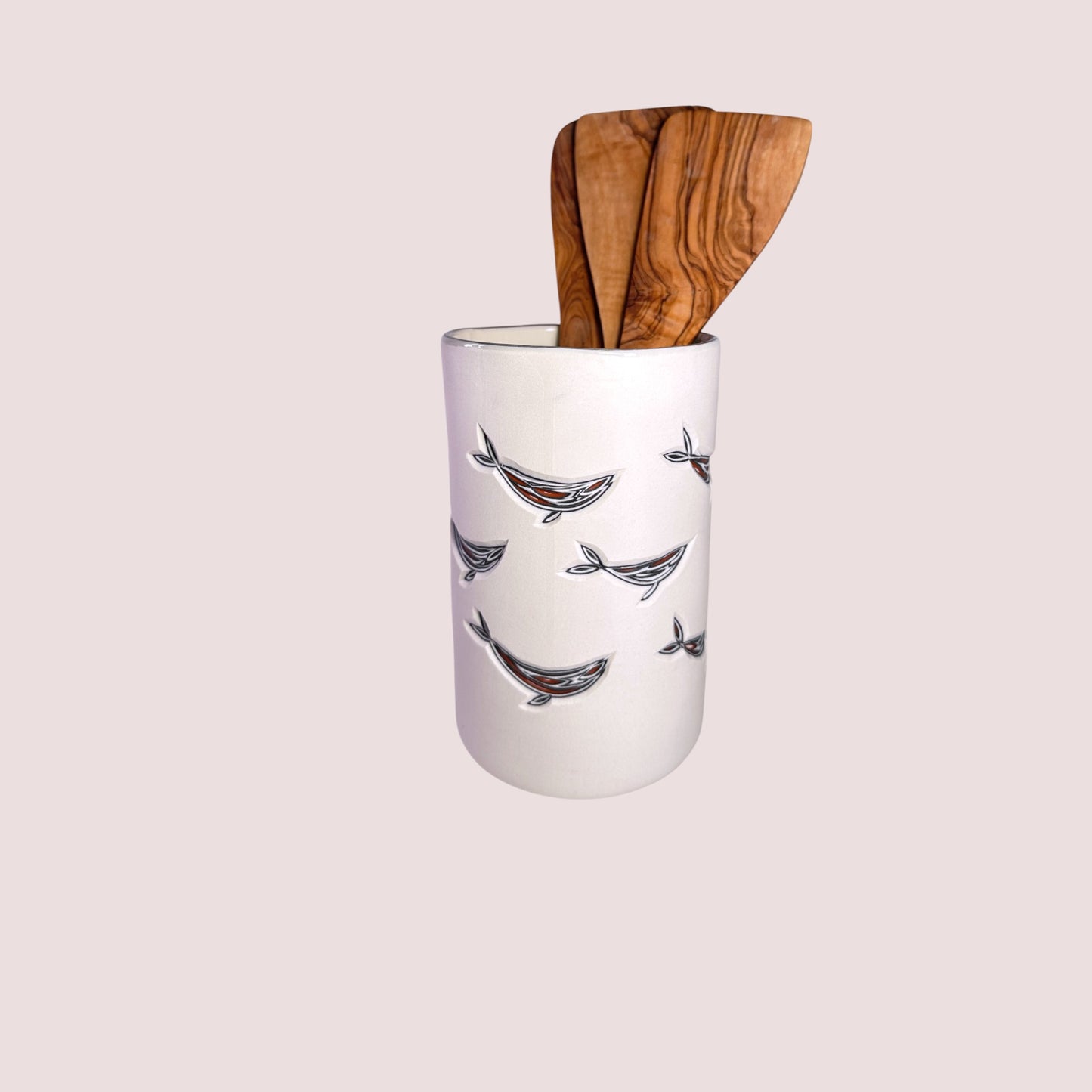 carved whale column vases